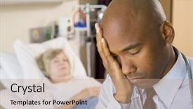  Presentation with doctor in hospital health insurance related icons healthcare person saving medical - Beautiful slides featuring doctor looking tired and frustrated backdrop and a  colored foreground