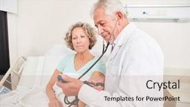  Presentation with high blood pressure - Slide set consisting of doctor makes blood pressure measurement background and a soft green colored foreground