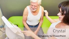  Presentation with diagnostics - Beautiful theme featuring doctor-makes-ultrasound-diagnostics backdrop and a lemonade colored foreground