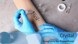  Presentation with allergy - PPT theme consisting of doctor making allergy test background and a light blue colored foreground