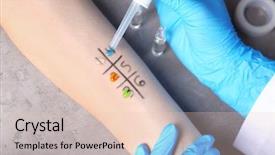  Presentation with allergy - Beautiful PPT theme featuring animal testing - doctor making allergy test backdrop and a light gray colored foreground