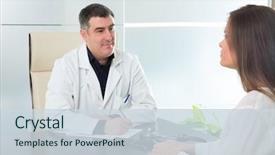  Presentation with patient experience - PPT theme with doctor man and patient woman background and a sky blue colored foreground