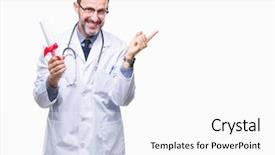  Presentation with certificate - Audience pleasing PPT theme consisting of doctor man holding degree certificate backdrop and a white colored foreground