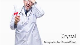  Presentation with certificate - Presentation theme having doctor man holding degree certificate background and a white colored foreground