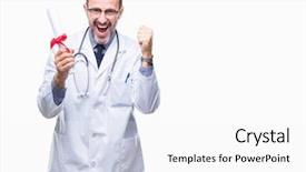  Presentation with certificate - PPT theme having doctor man holding degree certificate background and a  colored foreground