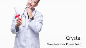  Presentation with certificate - Presentation theme enhanced with doctor man holding degree certificate background and a white colored foreground