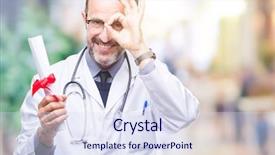  Presentation with eye doctor - Cool new theme with doctor man holding degree certificate backdrop and a sky blue colored foreground