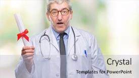  Presentation with face expression recognition - Amazing PPT layouts having doctor man holding degree paper backdrop and a  colored foreground