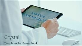  Presentation with digital - Theme enhanced with doctor-man-in-a-white background and a sky blue colored foreground