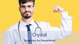  Presentation with hospital - Colorful PPT layouts enhanced with doctor man wearing hospital coat backdrop and a sky blue colored foreground