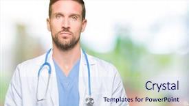  Presentation with simple medical - Presentation featuring doctor man wearing medical uniform background and a  colored foreground