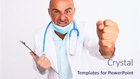  Presentation with clipboard stethoscope - Presentation design with doctor man wearing stethoscope and mask holding clipboard over isolated white background annoyed and frustrated shouting with anger crazy and yelling with raised hand anger concept background and a sky blue colored foreground