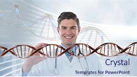  Presentation with dna mitochondry - Amazing presentation theme having doctor man with 3d dna backdrop and a lemonade colored foreground