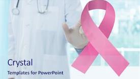  Presentation with breast cancer awareness month - Presentation having doctor man with breast cancer background and a sky blue colored foreground