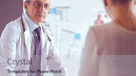  Presentation with doctor office - Cool new PPT theme with doctor-man-with-patient backdrop and a light gray colored foreground