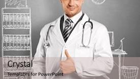  Presentation with done - Slide deck enhanced with doctor man with stethoscope shows well done background and a mint green colored foreground