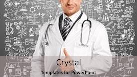  Presentation with done - Presentation enhanced with doctor man with stethoscope shows well done background and a light gray colored foreground