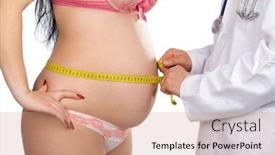  Presentation with pregnant woman doctor - Audience pleasing theme consisting of threedimensional - clear 3d logo isolated backdrop and a lemonade colored foreground.