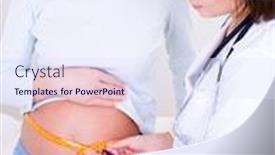  Presentation with pregnant woman doctor - Cool new presentation with doctor measuring a stomach at the pregnant woman backdrop and a sky blue colored foreground