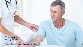  Presentation with doctor office - Presentation theme enhanced with doctor measuring arm with goniometer in medical office background and a sky blue colored foreground