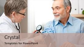  Presentation with blood pressure - Cool new PPT theme with doctor measuring blood pressure backdrop and a coral colored foreground