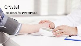  Presentation with high blood pressure - PPT theme having doctor measuring blood pressure background and a sky blue colored foreground