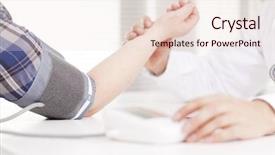  Presentation with blood pressure - Colorful presentation design enhanced with doctor measuring blood pressure backdrop and a lemonade colored foreground