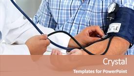  Presentation with measuring blood pressure in haitian - Slide set with doctor measuring blood pressure background and a coral colored foreground