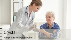  Presentation with blood - Colorful PPT layouts enhanced with doctor measuring blood sugar level backdrop and a light gray colored foreground