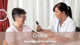  Presentation with high blood - Beautiful presentation theme featuring doctor measuring patient blood pressure backdrop and a coral colored foreground