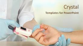  Presentation with oxygen - PPT theme enhanced with doctor measuring pulse rate background and a cream colored foreground