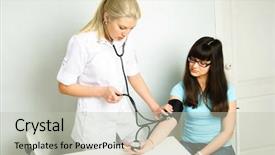  Presentation with measuring blood pressure in haitian - Slides with doctor measuring the blood pressure background and a light gray colored foreground