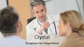  Presentation with doctor office - Amazing PPT theme having doctor meeting couple in hospital backdrop and a  colored foreground