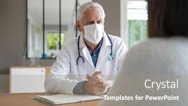  Presentation with meeting - Beautiful theme featuring doctor-meeting-with-patient-wearing backdrop and a gray colored foreground