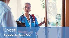  Presentation with doctor office - Cool new slide deck with doctor-meeting-with-patient backdrop and a teal colored foreground