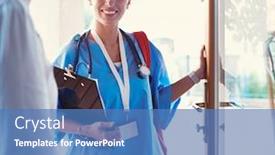  Presentation with doctor office - PPT theme enhanced with doctor-meeting-with-patient background and a teal colored foreground