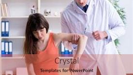  Presentation with female doctor - Beautiful slides featuring doctor-neurologist-examining-female-patient backdrop and a red colored foreground