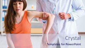  Presentation with female doctor - Audience pleasing theme consisting of doctor-neurologist-examining-female-patient backdrop and a sky blue colored foreground