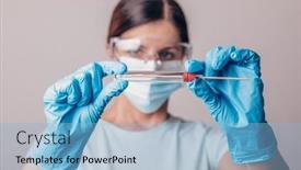  Presentation with rna - PPT layouts consisting of doctor-nurse-holding-coronavirus-covid background and a light blue colored foreground