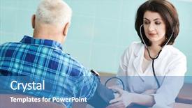  Presentation with blood pressure - Cool new PPT theme with doctor nurse measuring blood pressure backdrop and a teal colored foreground