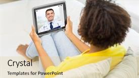  Presentation with doctor african - Audience pleasing theme consisting of doctor on tablet pc computer backdrop and a blonde colored foreground