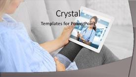  Presentation with medical video - PPT theme enhanced with doctor on tablet professional medical background and a light gray colored foreground