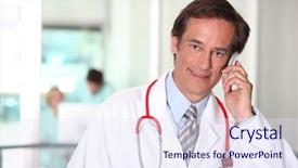  Presentation with phone - Audience pleasing PPT layouts consisting of doctor on the phone backdrop and a  colored foreground