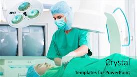  Presentation with orthopedic - Audience pleasing theme consisting of orthopedic surgeon doctor operating patient backdrop and a teal colored foreground