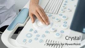  Presentation with ultrasound machine - Slide set with doctor operating ultrasound machine background and a light gray colored foreground
