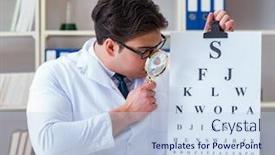 Presentation with eye doctor - Audience pleasing presentation theme consisting of doctor-optician-with-letter-chart backdrop and a sky blue colored foreground