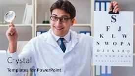  Presentation with eye doctor - PPT layouts with doctor-optician-with-letter-chart background and a light blue colored foreground