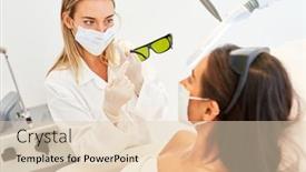  Presentation with laser therapy - PPT layouts consisting of doctor-or-beautician-with-mask background and a lemonade colored foreground
