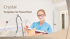  Presentation with nurse - PPT layouts having doctor-or-nurse-hands-over background and a sky blue colored foreground