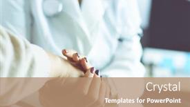  Presentation with elderly - Beautiful PPT theme featuring doctor-or-nurse-holding-elderly backdrop and a coral colored foreground